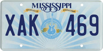 MS license plate XAK469