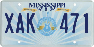 MS license plate XAK471