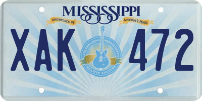 MS license plate XAK472