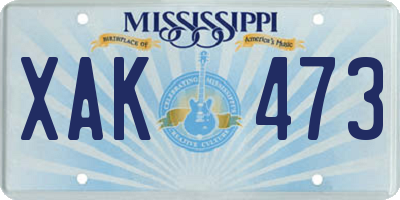 MS license plate XAK473