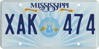 MS license plate XAK474