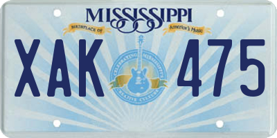 MS license plate XAK475