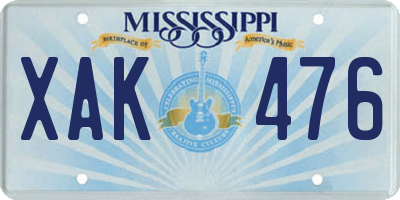 MS license plate XAK476