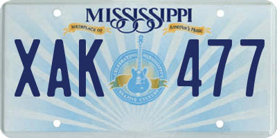 MS license plate XAK477