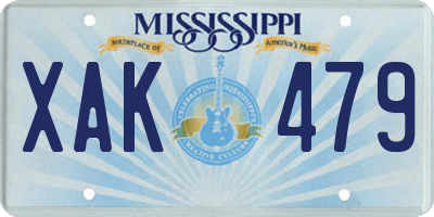 MS license plate XAK479