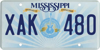 MS license plate XAK480