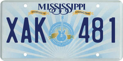 MS license plate XAK481