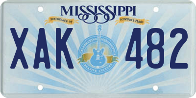 MS license plate XAK482