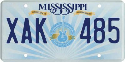 MS license plate XAK485