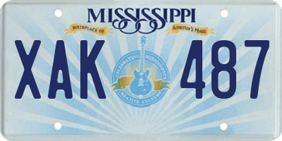 MS license plate XAK487