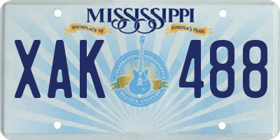 MS license plate XAK488