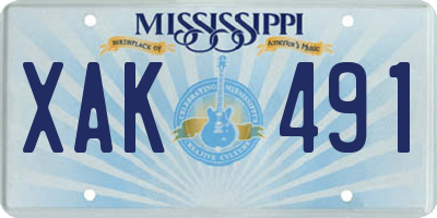 MS license plate XAK491