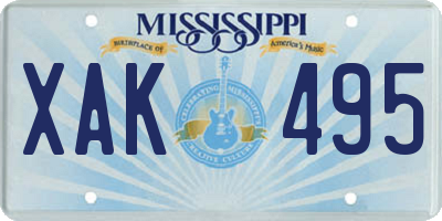 MS license plate XAK495