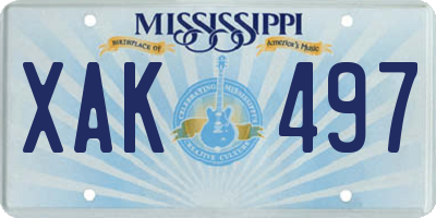 MS license plate XAK497