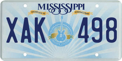 MS license plate XAK498