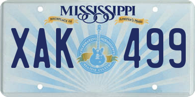 MS license plate XAK499