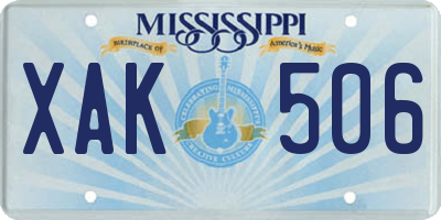 MS license plate XAK506