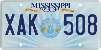 MS license plate XAK508