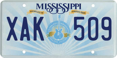 MS license plate XAK509