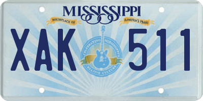 MS license plate XAK511
