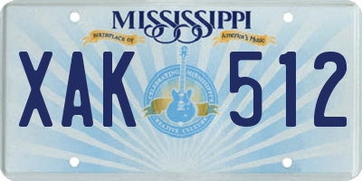 MS license plate XAK512