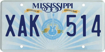 MS license plate XAK514