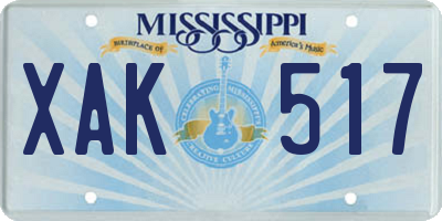 MS license plate XAK517
