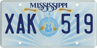 MS license plate XAK519