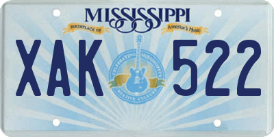MS license plate XAK522