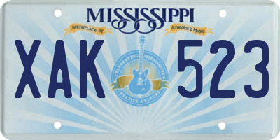 MS license plate XAK523