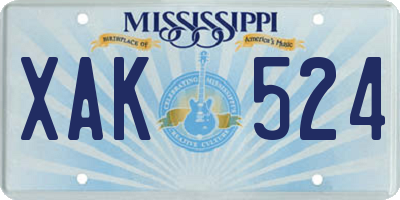 MS license plate XAK524