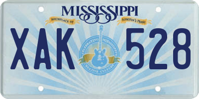 MS license plate XAK528