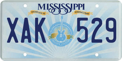 MS license plate XAK529