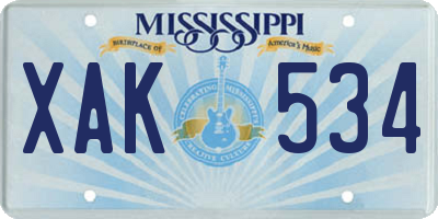 MS license plate XAK534