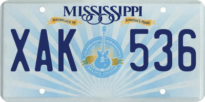 MS license plate XAK536
