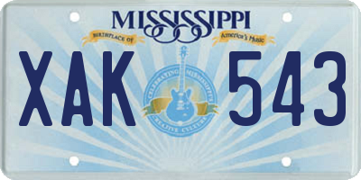 MS license plate XAK543