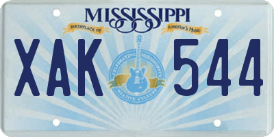MS license plate XAK544