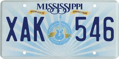 MS license plate XAK546