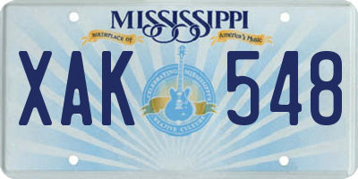 MS license plate XAK548