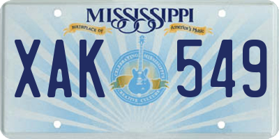 MS license plate XAK549