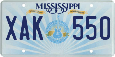 MS license plate XAK550