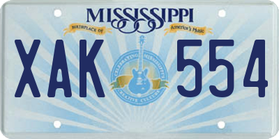 MS license plate XAK554