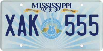 MS license plate XAK555