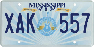 MS license plate XAK557
