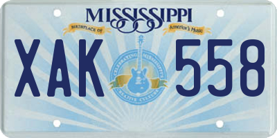 MS license plate XAK558