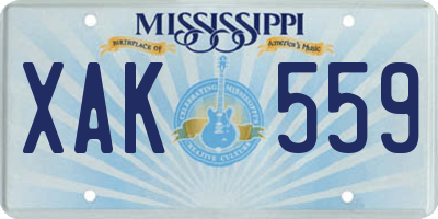 MS license plate XAK559