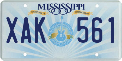 MS license plate XAK561
