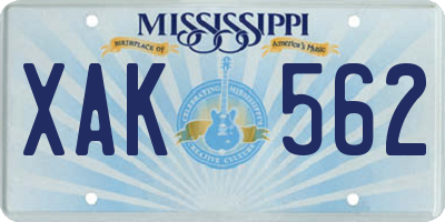 MS license plate XAK562