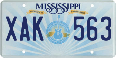 MS license plate XAK563