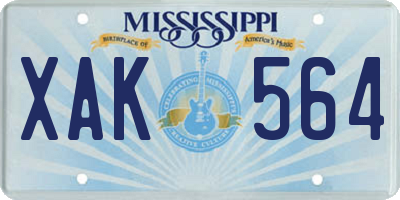 MS license plate XAK564